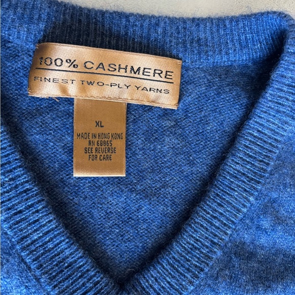 VTG Cashmere Vest Finest Two-Ply Yards Blue Sleeveless Sweater Size XL - Picture 5 of 5
